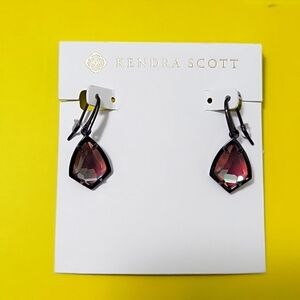 BRAND NEW Kendra Scott Cory Light Gray Dichroic Glass Gunmetal Drop Earrings